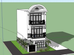 Sketchup nhà ở 3 tầng 5x11m