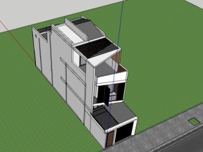 Sketchup nhà ở 3 tầng 5x21.5m