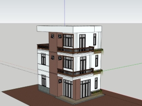 Sketchup nhà ở 3 tầng 6.4x9.2m