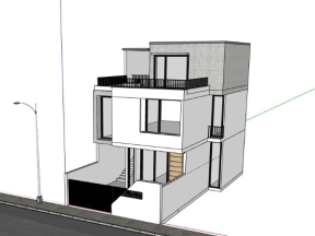 Sketchup nhà ở 3 tầng 8x16m file cad đẹp