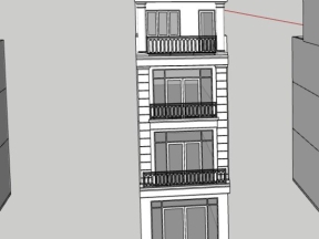 Sketchup nhà ở 4 tầng 4.7x17m đẹp