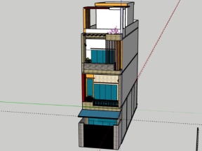 Sketchup nhà ở 4 tầng 4x14m đẹp