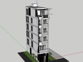 Sketchup nhà ở 6 tầng 3.7x13m