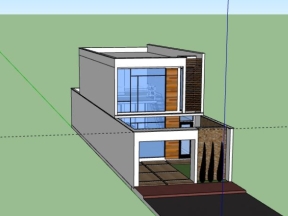 Sketchup nhà ở phố 2 tầng 4.8x16m đẹp