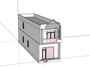 Sketchup nhà ở phố 2 tầng 4.9x19.8m