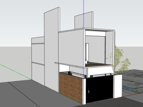 Sketchup nhà ở phố 2 tầng 5x15.6m dựng model su