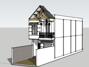 Sketchup nhà ở phố 2 tầng 5x16.5m đẹp mắt