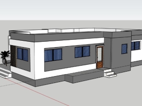 Sketchup nhà ở phố  trệt 7x13m đẹp