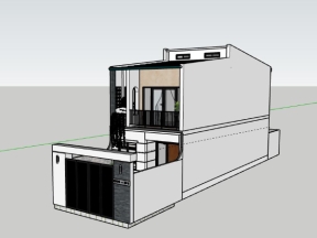 Sketchup nhà phố 2 tầng 4.5x17m đẹp