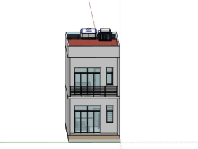 Sketchup nhà phố 2 tầng 5x17m