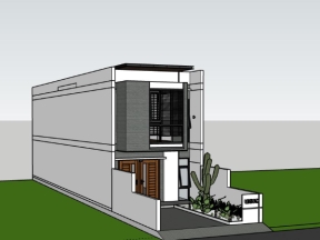 Sketchup nhà phố 2 tầng 6x29.7m