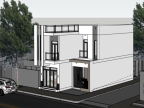 Sketchup nhà phố 2 tầng 7x8m đẹp