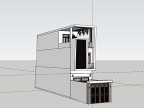 Sketchup nhà phố 3 tầng 4x19m đẹp mắt