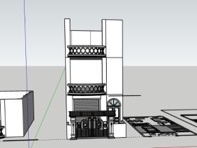 Sketchup nhà phố 3 tầng 5x14m