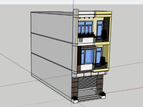 Sketchup nhà phố 3 tầng 5x15.7m