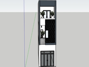 Sketchup nhà phố 3 tầng diện tích xây dựng 3.1x12.6m đẹp