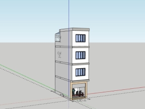 Sketchup nhà phố 4 tầng 3.8x7m đẹp