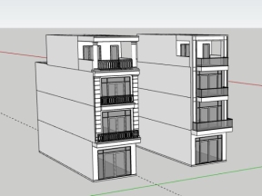 Sketchup nhà phố 4 tầng 4.7x17m