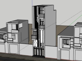 Sketchup nhà phố 4 tầng 4x12.8m