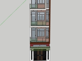 Sketchup nhà phố 5 tầng diện tích thiết kế 4x13m
