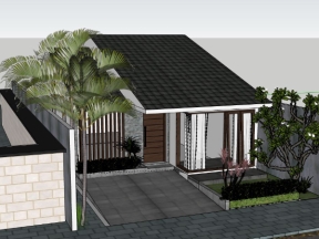 Sketchup nhà trệt diện tích 6.8x13m