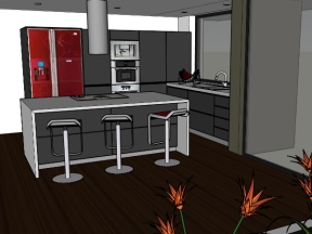 Sketchup thiết kế 3d nội thất phòng bếp đẹp