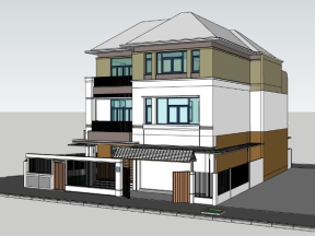 Sketchup thiết kế bản vẽ nhà biệt thự 3 tầng đẹp mới