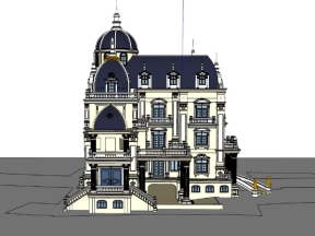 Sketchup thiết kế bản vẽ nhà biệt thự 4 tầng tân cổ điển
