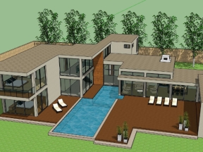 Sketchup thiết kế bản vẽ nhà biệt thự nghỉ dưỡng 2 tầng đẹp