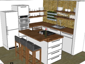Sketchup thiết kế bản vẽ nội thất phòng bếp 3dsu