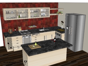 Sketchup thiết kế file nội thất phòng bếp 2024