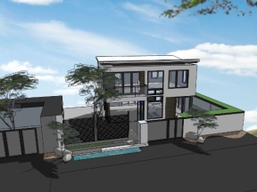 Sketchup thiết kế  nhà phố 2 tầng bản vẽ trên sketchup việt nam 2021