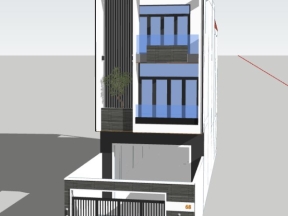 Sketchup thiết kế nhà phố 3 tầng 3.5x20m