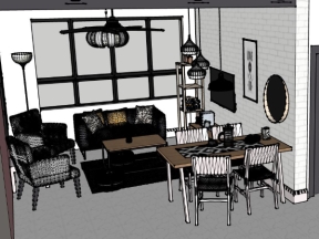 Sketchup thiết kế nội thất khách bếp dựng model 3d