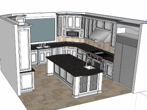 Sketchup thiết kế nội thất phòng bếp 2021