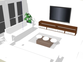 Sketchup thiết kế nội thất phòng khách đơn giản đẹp