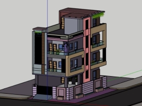 Tải nhà phố 4 tầng 6.8x13m model sketchup 