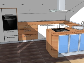 Thiết kế .skp nội thất phòng bếp dựng model 3d