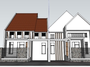 Thiết kế 2 phương án sketchup nhà biệt thự 2 tầng 7.5x17m