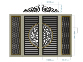 Thiết kế 2d cnc cổng 4 cánh đơn giản dxf