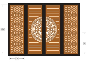 Thiết kế 2d cnc cổng 4 cánh trống đồng dxf