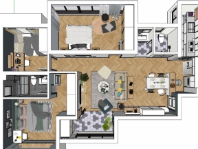 Thiết kế 3d su thiết kế căn hộ tòa nhà chung cư mini