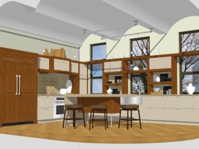 Thiết kế 3dsu dựng nội thất phòng bếp đơn giản