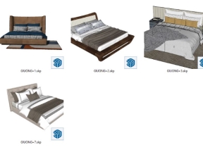 Thiết kế 7 mẫu giường ngủ nhà phố model sketchup