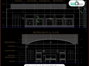 Thiết kế autocad kiến trúc nhà sinh hoạt văn hoá thể thao công nhân (47x30m)