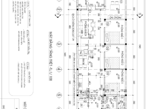 Thiết kế autocad nhà phố 1 tầng 7x15.6m 3 phòng ngủ, 1 bếp, 1 khách, 1 thờ, full các mẫu bản vẽ điện nước kiến trúc kết cấu