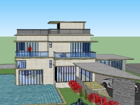 Thiết kế bao cảnh căn nhà biệt thự 2 tầng, có bể bơi