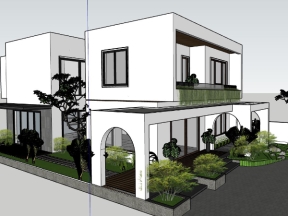 Thiết kế Biệt thự 2 tầng hiện đại model sketchup