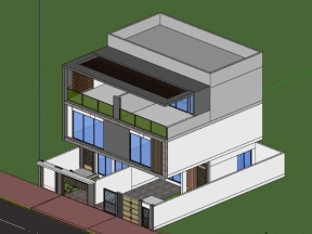Thiết kế biệt thự phố 3 tầng 14x17m model sketchup việt nam