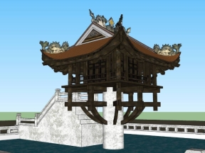 Thiết kế (cad, sketchup) thiết kế dựng chùa 1 cột